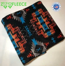 ZooFleece Black Southwestern Aztec Native American Throw Bedding Blanket 50X60" 