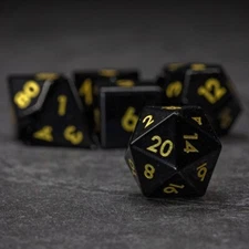 Sage's Treasures - Obsidian Gloss Finish Polyhedral Dice Set Dungeons Dragons