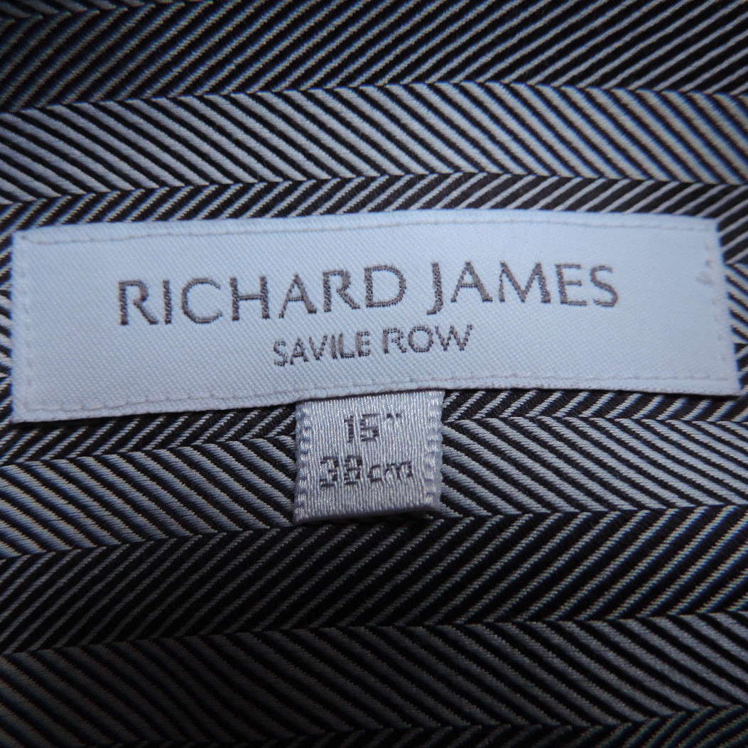 FILA Camicia RICHARD JAMES Savile Row tessuto bianco e nero a righe spina di pesce 15 38 usata in ottime condizioni