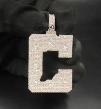 Men's Custom C Initial Letter Pendant in Moissanite & Cubic Zirconia 925 Silver