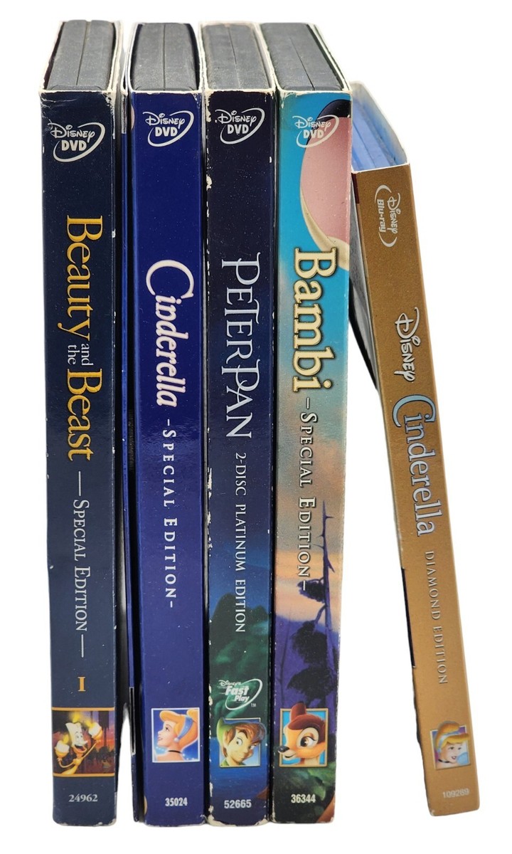 DISNEY Lot of 5 DVD Movies Bambi / Peter Pan / Cinderella / Beauty