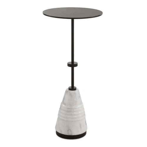 KINCAID CONTEMPORARY CARVED MARBLE BASE & METAL TOP END DRINK TABLE 50059 - Picture 2 of 7