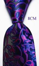 New Classic Paisley Black Blue Rose JACQUARD WOVEN Silk Men's Tie Necktie