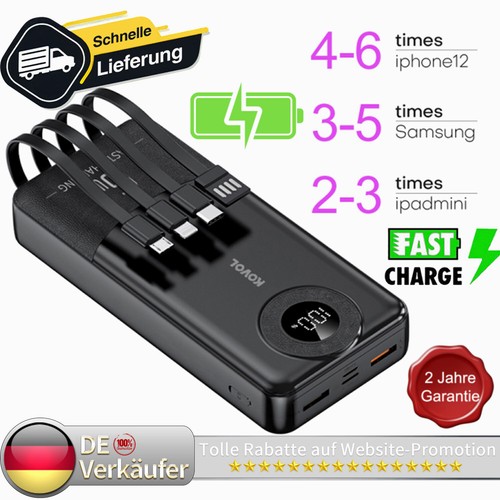 66W Powerbank 50000mAh PD Laptop Externer Akku 5-Port 4Kabel für iPhone Samsung
