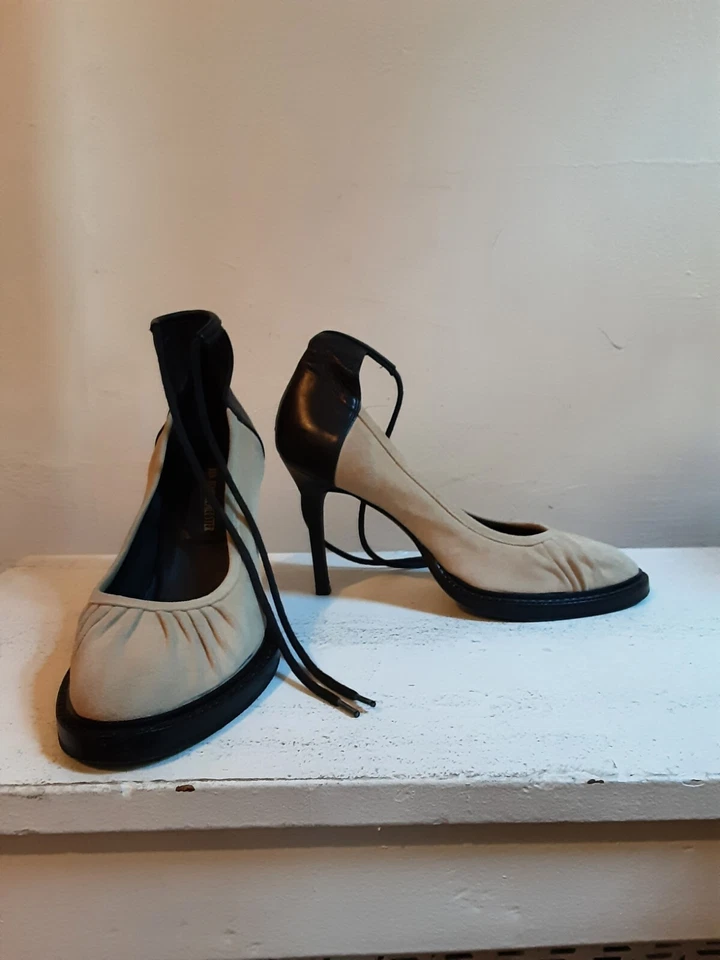Vintage Ann Demeulemeester High Heels Black Leather and Beige Suede Sz 38 - Image 3 of 4