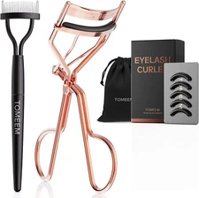 Eyelash Curler with Comb & 5 Black Peplaceable Silicone Pads Tomeem Lash Curler