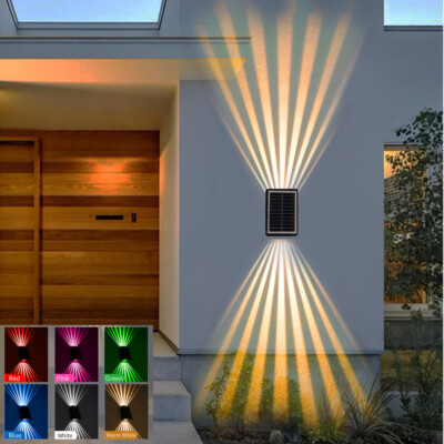 2-8x LED Solarleuchten Wandlampen Zaunleuchte Gartenleuchte Außen Treppen Lampe