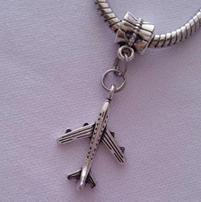 Airplane Airline Travel Trip Pilot Vac Dangle Bead For European Charm Bracelet