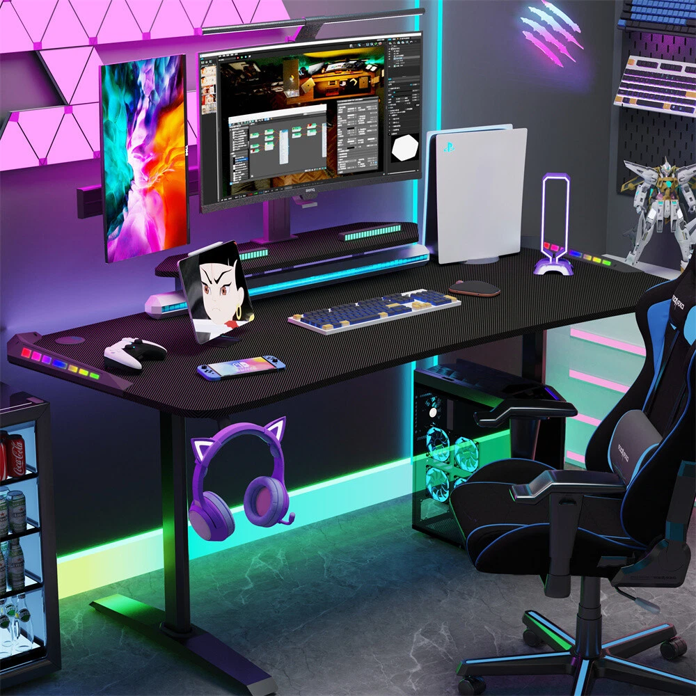 180cm XXXL Gaming Desk LED Lights PC Computer Monitor Table Full Desk Mouse Mat