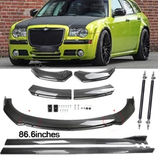 Front Bumper Lip Spoiler&Side Skirt Carbon Fiber Style For Chrysler 300 Body Kit