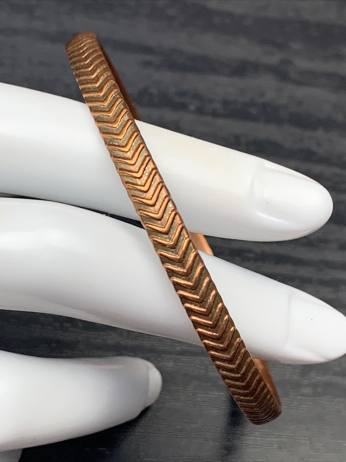 Vintage quality Arrow Pattern Thin solid copper B… - image 1