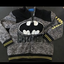 Batman Kid , Boys,Black,Sliver,Yellow,Size S Full Zip,Hoodie,Sweatshirt