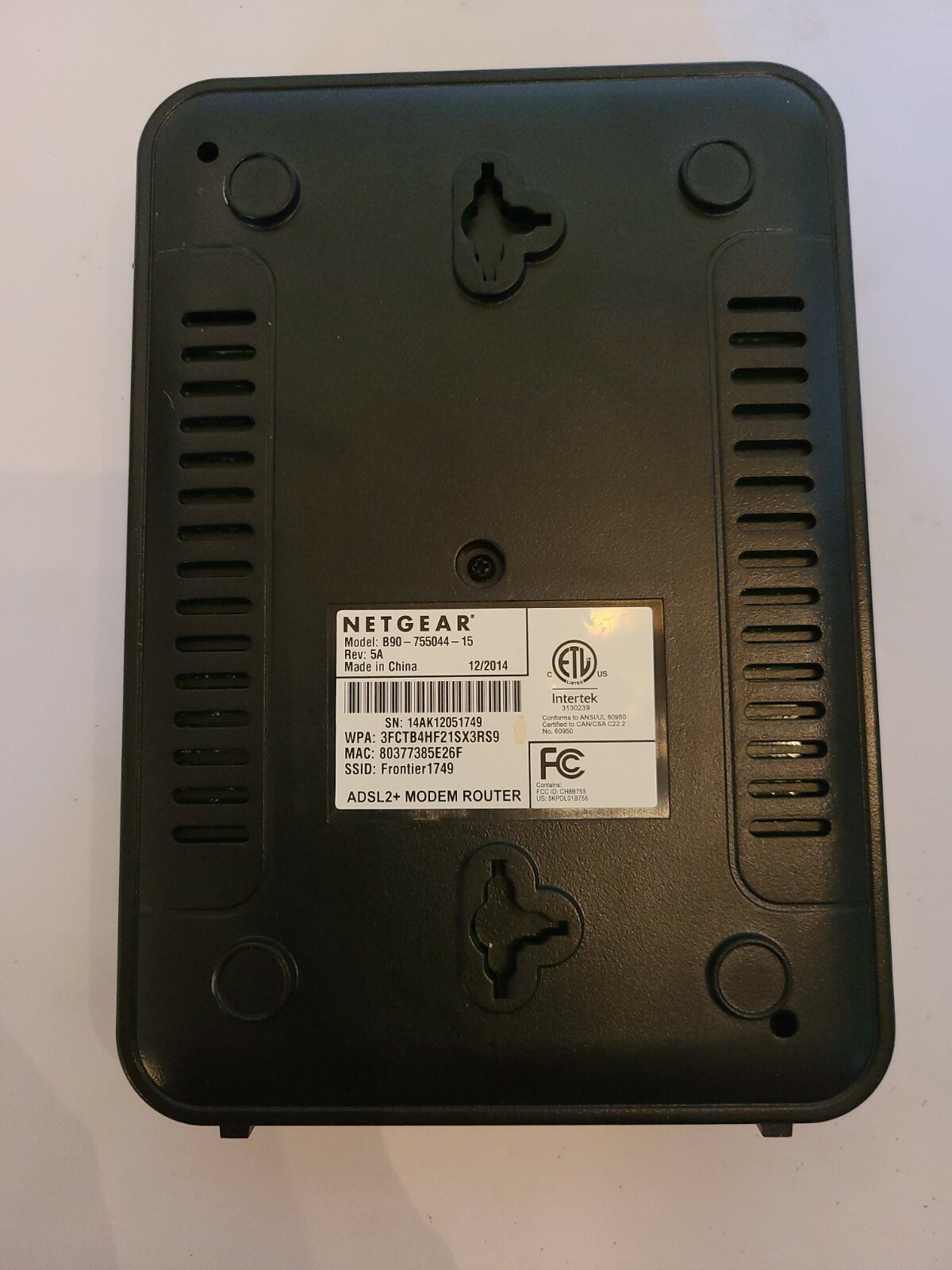 Net gear B90 - 755044 - 15 frontier modem/router with power cord | eBay