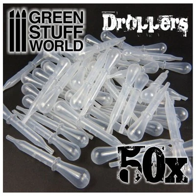 GREEN STUFF WORLD 50x Contagocce Monouso per Aerografo Pipetta Plastica per Liquidi e Vernice