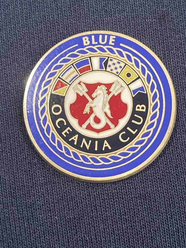 Blue Oceania Club Magnetic Lapel Pin Cruising Travel Souvenir Ship