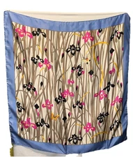 Liberty of London 35” Silk Square Scarf Hand Rolled Edge Iris Floral Print VTG