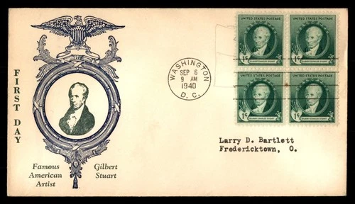 Mayfairstamps US FDC 1940 Gilbert Stuart Block First Day Cover aax_55661