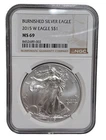 NGC MS 69 2015 W West Point American Silver Eagle 99.9% Silver Burnished Coin