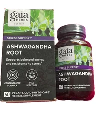 Gaia Herbs Ashwagandha Root Stress support 60 vegan liquid Phyto-capsules 01/27
