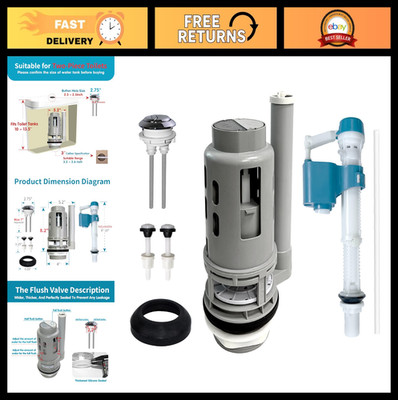 3-Inch Dual Flush Valve Replacement Kit for 2-Piece Toilets - Fits Most Models,