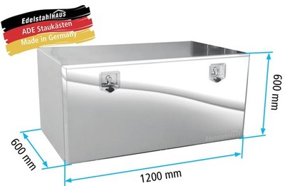 ADE Edelstahl Staukasten 1200x600x600mm, Deckel poliert W1V15X120-60-60