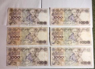Portugal : collection of historic 1000 Escudos Banknotes