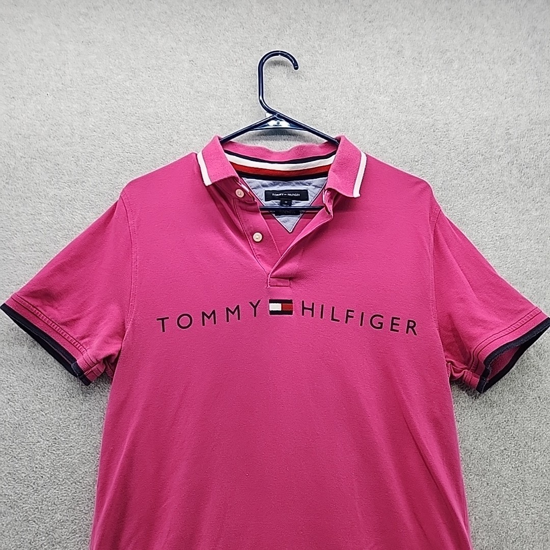 TOMMY HILFIGER SLIM FIT ESSENTIAL SIGNATURE FLAG POLO PINK MEDIUM image 4