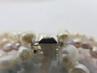 Multi-Strand Pearl Necklace  Aquamarine Rose Quartz Sterling Silver Clasp 19" — photo 6