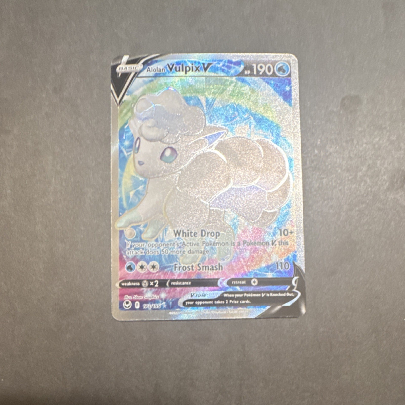 Pokémon Alolan Vulpix V Ultra Rare Full Art 173/195 SWSH12 Silver Tempest Holo