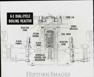 #ad #ad 1955 Press Photo Detailed illustration of General Electric#x27;s boiling reactor $24.99