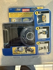 NEW RYOBI Door Lock Installation Kit Wood Metal Deadbolt Lockset Guide Hole Saw