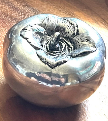 Pewter/Silver Tone Persimmon Fruit Décor Art Object Paperweight 2 3/4'' across