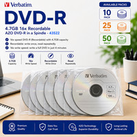 Verbatim 43522 DVD-R AZO 4.7GB 16X Matt Silver Discs + Wallets Pack