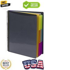 12 Pocket Poly Project Organizer, Letter Size, 1/3-Cut Tab, Gray with Bright ...