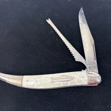 Vintage Jumbo Imperial 2-Blade Folding Fishing Knife Mother of Pearl Fish Knife