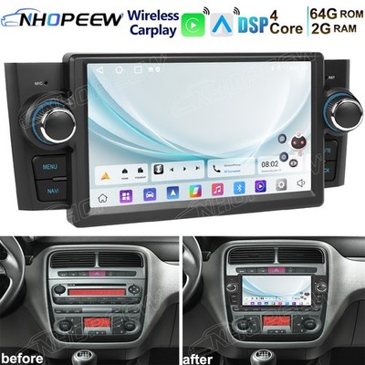 7' Autoradio Android 15 Carplay Navi GPS WIFI BT FM Für Fiat Linea Grande Punto