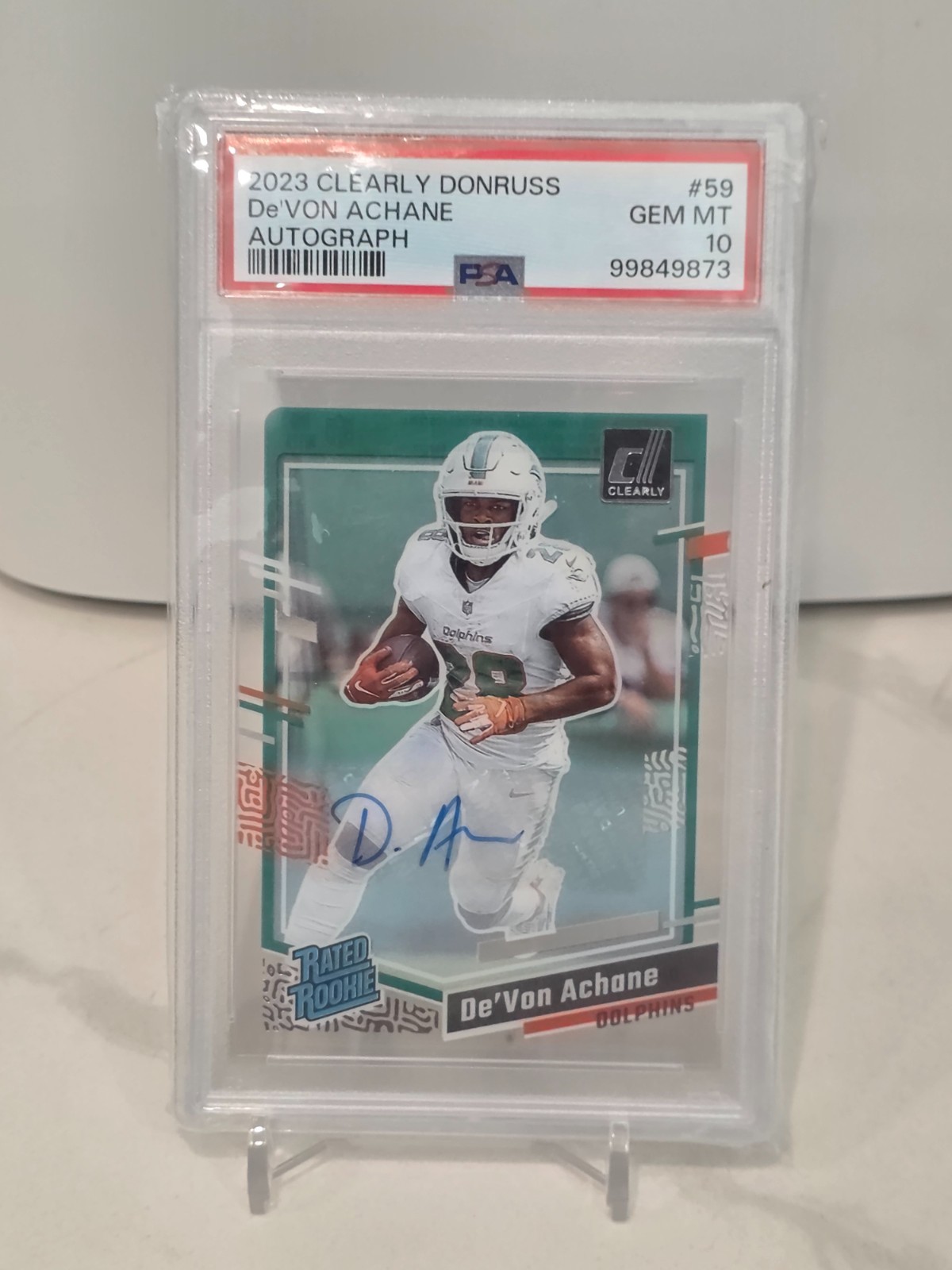 De'Von Achane Panini Clearly Donruss #59 Autograph