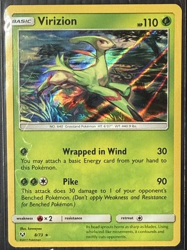 Virizion 8/73 Holo Rare Shining Legends Pokemon Holo Lightly Played