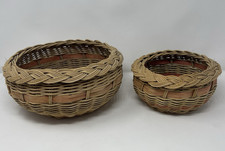 Vintage Wicker Rattan Woven Basket Bowls Set ...