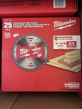25 Pack Milwaukee 7 1/4 Premium Circular Saw Blades 24 Tooth 48-40-1720 NEW