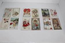 Group of 12 Antique Valentine Day Post Cards in binder sleeves - Very Nicd Lot
