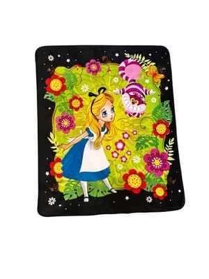 Alice in Wonderland Cheshire Cat Blanket Disney Floral Fleece Throw 50x60