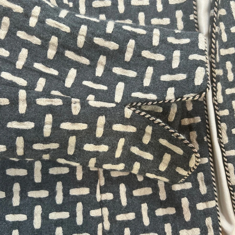 Nina McLemore 灰色羊毛混纺西装外套纹理图案 16 码 — 第 2/4 张图片