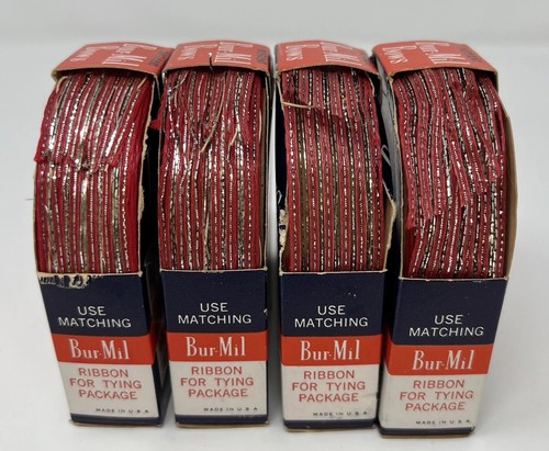 Cinta de arco instantáneo Bur-Mil de colección Burlington Mills rojo plata 15 pies hecha en EE. UU. - Imagen 5 de 14