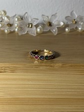 Adjustable Gold Plated Multicolor Round Stone Band Ring Fashion Costume
