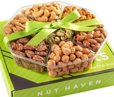 Holiday Christmas Nuts Gift Basket - Assortment of Sweet & Roasted Salted