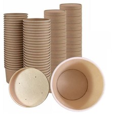 250 Sets Kraft Paper Food Containers With Vented Lids, To Go Hot Soup Bowls, ...