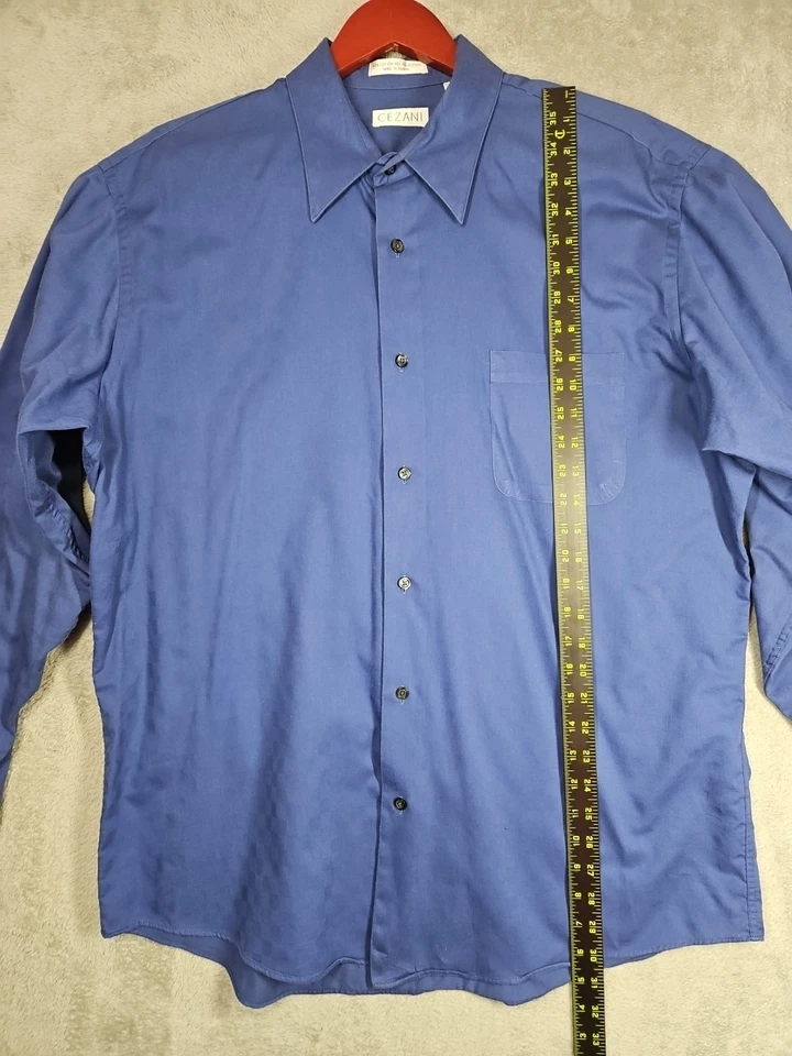 Cezani 男式长袖蓝色微妙格子正装衬衫尺寸 17 36/37 — 第 4/4 张图片