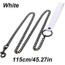 Leather Handle Chain Dog Durable Metal Chew Proof Dog Training Leash 115Cm Heavy