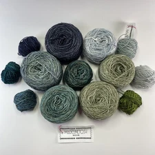 Madeleine Tosh Yarn Lot Merino Light Hand Dyed appx 1800 yds ~Mixed Blues Greens